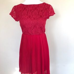Alya red lace cocktail dress